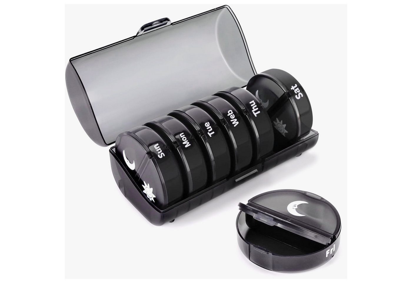 Mutig Pillendose Tablettenbox Morgens Abends,Pillendose 7 Tage 2 Fächer,medikamentenbox (feuchtigkeitsbeständiger Medikamentenbox mit Einfachem Offenem Design, für die Hand- oder Hosentasche, um Medikamente aufzubewahren), FüR Kinder äLtere und Arthritische HäNde - Schwarz tablettendose Mutig Pillendose Tablettenbox Morgens Abends,Pillendose 7 Tage 2 Fächer,medikamentenbox (feuchtigkeitsbeständiger Medikamentenbox mit Einfachem Offenem Design, für die Hand- oder Hosentasche, um Medikamente aufzubewahren), FüR Kinder äLtere und Arthritische HäNde - Schwarz tablettendose von Mutig