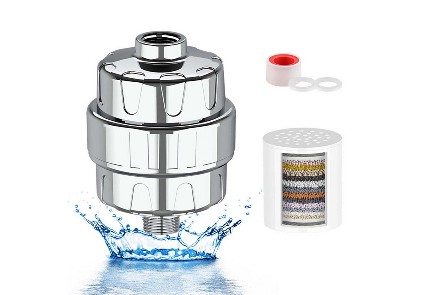 Mutig Regenduschkopf 15 Stufen Duschfilter,Wasserfilter Dusche mit 3 Filterpatronen, (Shower Filter Effektiv Gegen Kalk/Chlor/Fluorid für Hartes Wasser, Shower Filter für Badezimmer-Duschköpfe Geeignet,Haut Verbessern), Duschkopffilter,VC Wasserenthärter reduziert trockene juckende Haut von Mutig