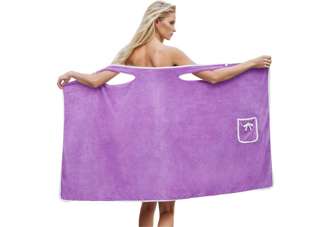 Mutig Saunatuch Bademantel Damen Frottee - Saunatuch mit Tasche & Druckknöpfen, (Korallenfleece weich und komfortabel) von Mutig