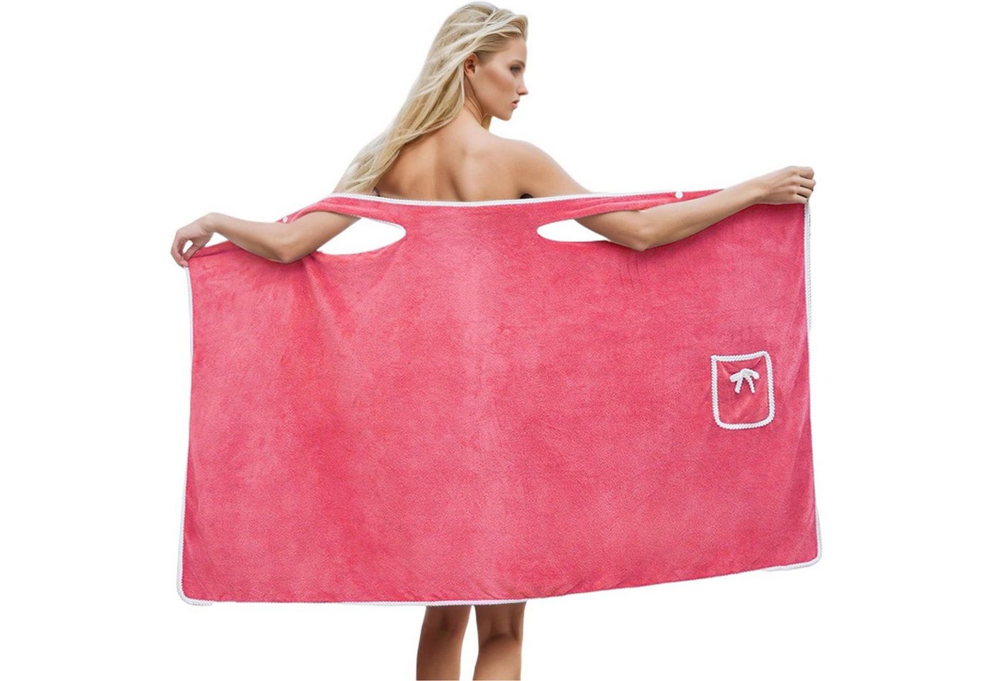 Mutig Saunatuch Bademantel Damen mit Taschen, Badetuch XXL Größe, Saunatuch, (mit verstellbarem Verschluss, Vier Jahreszeiten tragbar) von Mutig