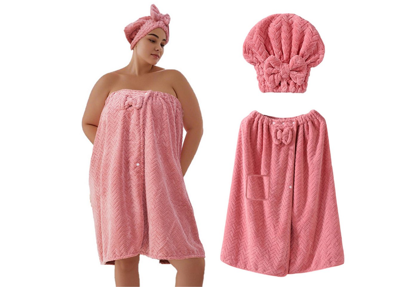 Mutig Saunatuch Saunakilt Damen Saunatuch Bademantel, (Frottee Badetuch Wickelkleid in Übergröße, Verstellbar Weich Saugstark), mit Gummizug, Saunahandtuch Spa Dusche Strand von Mutig