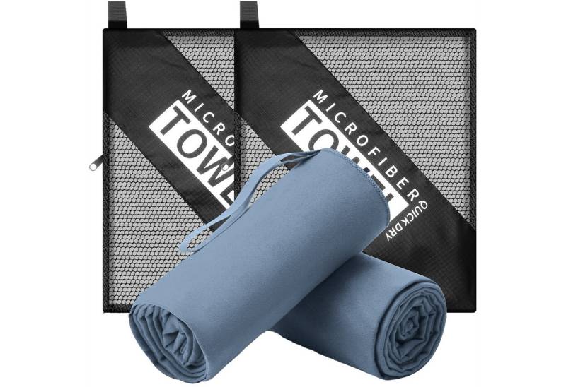 Mutig Sporthandtuch 2 Stück Set Mikrofaser Handtuch mit Transportbeutel schnelltrocknend, (Schnelltrocknendes und vielseitiges Fitness Handtuch - saugfähig, antibakteriell), für Sauna, Fitness, Sport, Schwimmen, Strandtuch, Radfahren von Mutig
