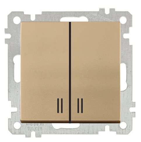 2fach Kontrollschalter beleuchtet · doppelter Schalter mit Kontrolllampe · Schalter mit Status · Gold/goldfarben · CANDELA 2fach Kontrollschalter beleuchtet · doppelter Schalter mit Kontrolllampe · Schalter mit Status · Gold/goldfarben · CANDELA von Mutlusan