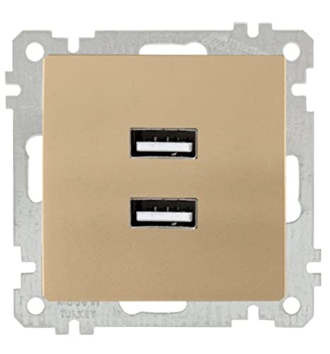 Mutlusan 2fach Unterputz / Einbau USB Steckdose mit Ladefunktion · Gold / goldfarben ·Unterputz / Einbau · CANDELA von Mutlusan