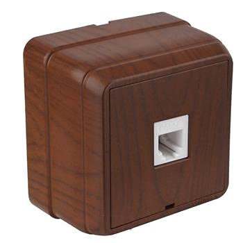 Aufputz Netzwerk RJ45 CAT5 Dose Holz Optik/Holzfarben · Walnuss Imitat (Walnussfarben) · IP20 · Mutlusan · AP Serie BRON von Mutlusan