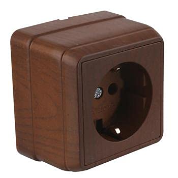 Aufputz Schuko Steckdose Holzfarben · Walnuss Imitat (Walnussfarben) · IP20 · Mutlusan · AP Serie Bron von Mutlusan