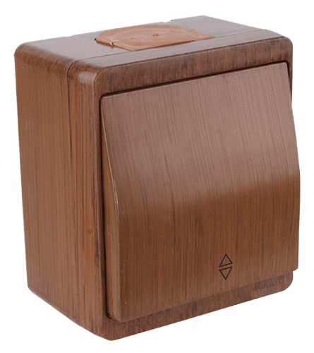Aufputz Wechselschalter in Holz Optik/Holzfarben · Walnuss Imitat (Walnussfarben) · IP44 / für Feuchtraum geeignet · Mutlusan · AP Serie NEMLIYER von Mutlusan
