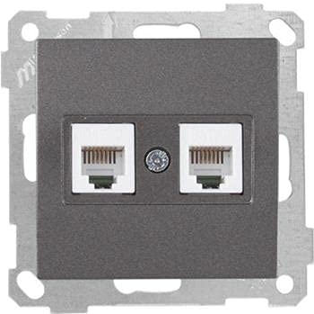 Unterputz Netzwerk RJ45 CAT6 · zweifach Netzwerkdose CAT6 · RJ45 doppelt · Anthrazit/Dunkel · MUTLUSAN CANDELA von Mutlusan