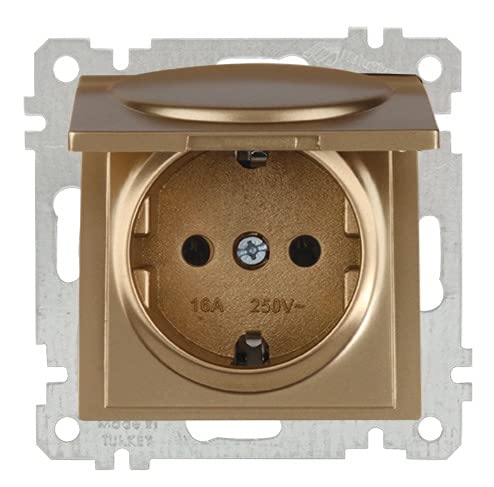 Unterputz Steckdose mit Klappdeckel · Schutzkontaktsteckdose mit Deckel · Gold/goldfarben/golden · CANDELA Unterputz Steckdose mit Klappdeckel · Schutzkontaktsteckdose mit Deckel · Gold/goldfarben/golden · CANDELA von Mutlusan