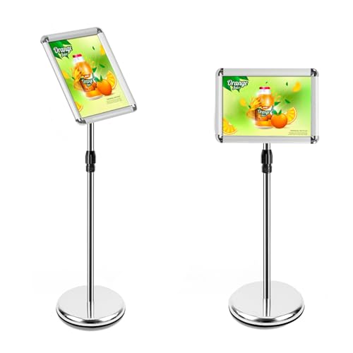 Mutualsign Infoständer A4 Aluminium Plakatständer Höhenverstellbar Posterständer Informationsständer Präsentationsständer Werbeständer. (Silber) von Mutualsign