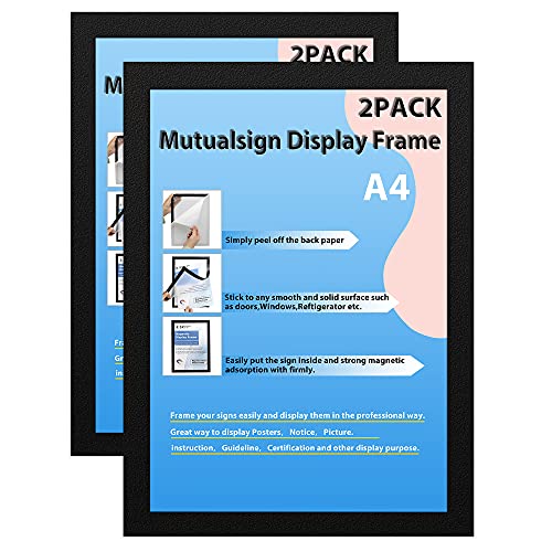 Mutualsign Magnetrahmen Info-Rahmen A4 Selbstklebender Magnettasche Informationsrahmen magnetisch, Wand und Fenster Info-Rahmen. (Schwarz, 2 Stück) von Mutualsign