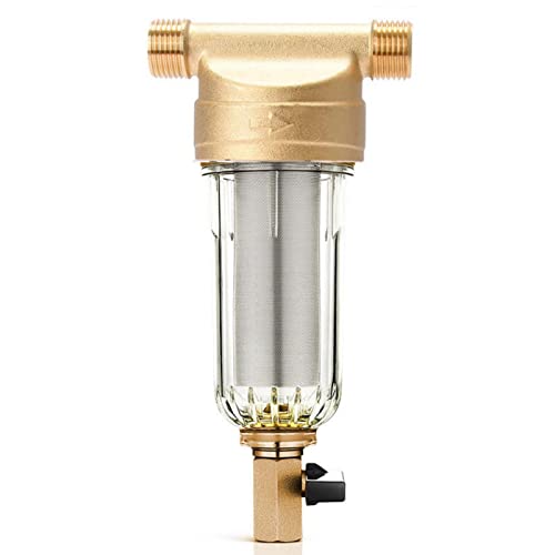 Spin-Down-Sediment-Wasserfilter, Wiederverwendbare Frontreiniger Kupfer-Vorfilter Rückspülung Entfernen von Rostsediment Eingebauter Gehäuseschaber(1/2" External Thread) von Mutuer