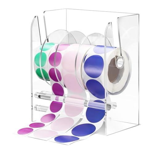 Muuoeou Verstellbarer Etikettenspender, Acryl-Aufkleberrollenspender, Aufkleberrollenhalter, Transparente Etikettenhalter, Aufkleberhalter, 4 Scheiben Muuoeou Verstellbarer Etikettenspender, Acryl-Aufkleberrollenspender, Aufkleberrollenhalter, Transparente Etikettenhalter, Aufkleberhalter, 4 Scheiben von Muuoeou