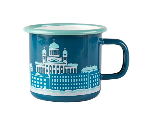 Muurla - Henkelbecher - Kaffeebecher - Emaille - Hafen von Helsinki - blau - 370 ml von Muurla