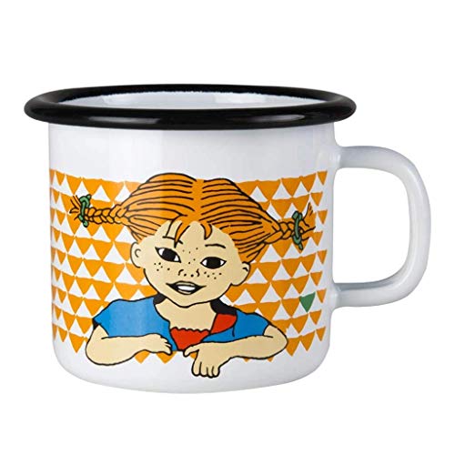 Pippi Langstrumpf Tasse Here Comes Pippi, Emaille, 250ml, Tasse für Jungen, Mädchen, Kinder und Erwachsene von Muurla