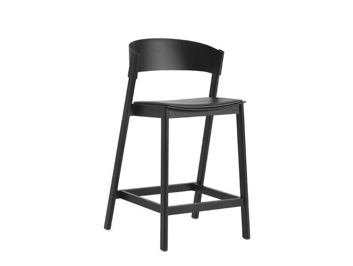 Muuto Cover Barhocker, höhe 65 cm, refine leder schwarz / schwarz von Muuto
