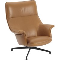 Muuto - Doze Lounge Chair, Drehgestell anthrazit-schwarz / Bezug cognac (Refine Leder) von Muuto