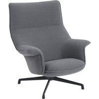 Muuto - Doze Lounge Chair, Drehgestell anthrazit-schwarz / Bezug grau (Ocean 80) von Muuto