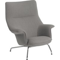 Muuto - Doze Lounge Chair, Untergestell Chrom / Bezug grau (Re-Wool 128) von Muuto