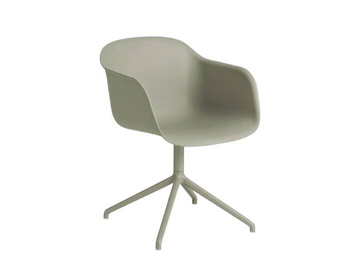 Muuto Fiber Armchair, swivel base with return, dusty green / dusty green von Muuto