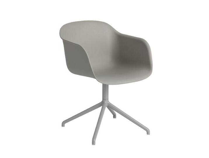 Muuto Fiber Armchair, swivel base with return, grau / grau von Muuto