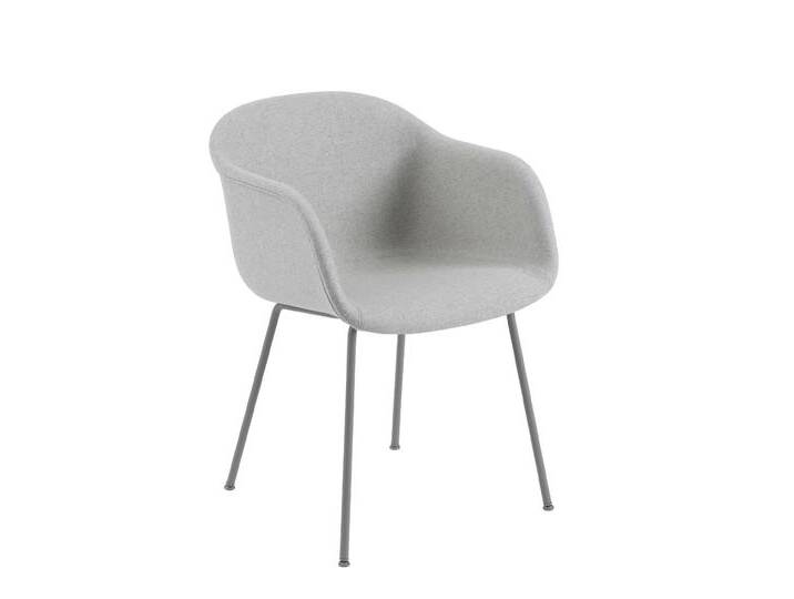 Muuto Fiber Armchair, tube base, wooly 2256 / grau von Muuto