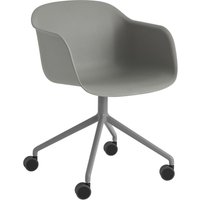 Muuto - Fiber Armchair Swivel mit Rollen, grau von Muuto