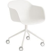 Muuto - Fiber Armchair Swivel mit Rollen, weiß von Muuto