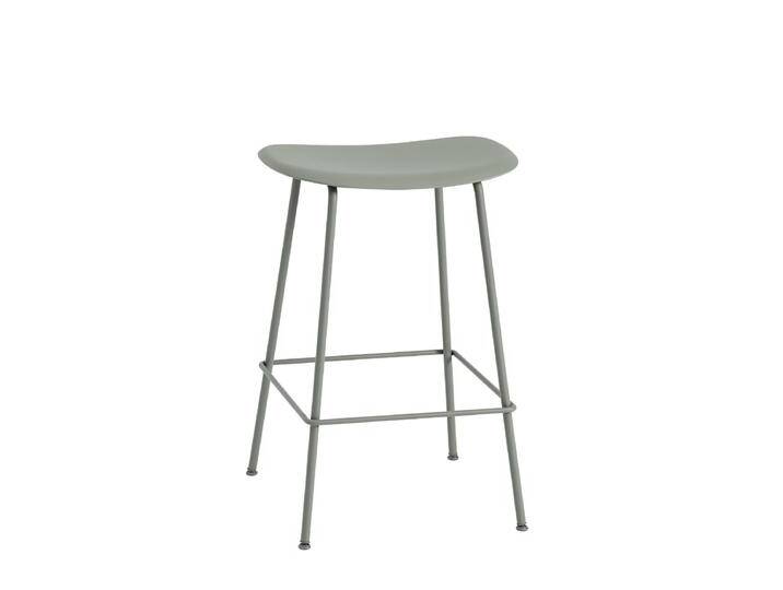Muuto Fiber Barhocker ohne Rückenlehne, tube base, höhe 65 cm, dusty green / dusty green von Muuto