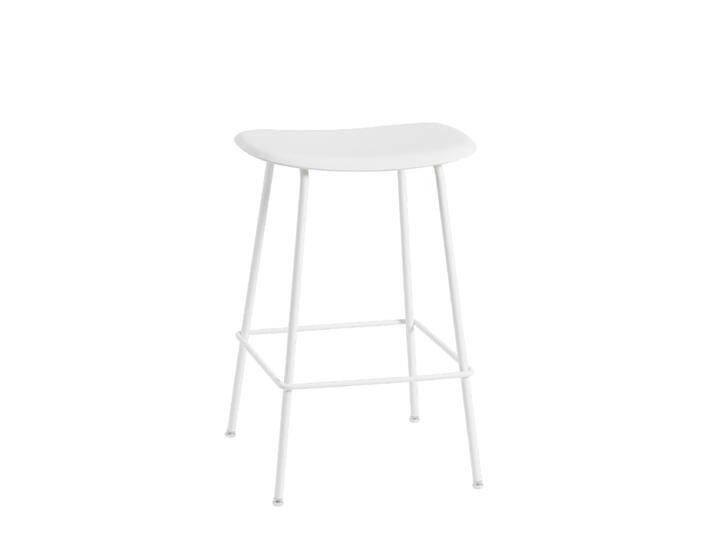 Muuto Fiber Barhocker ohne Rückenlehne, tube base, höhe 65 cm, natural white / weiß von Muuto