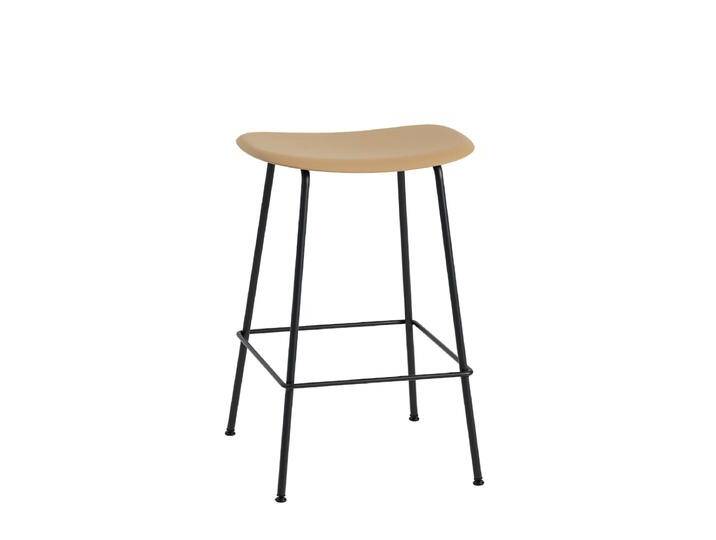Muuto Fiber Barhocker ohne Rückenlehne, tube base, höhe 65 cm, ochre / schwarz von Muuto