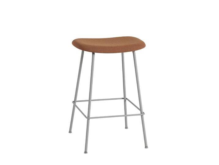 Muuto Fiber Barhocker ohne Rückenlehne, tube base, höhe 65 cm, remix 452 / grau von Muuto