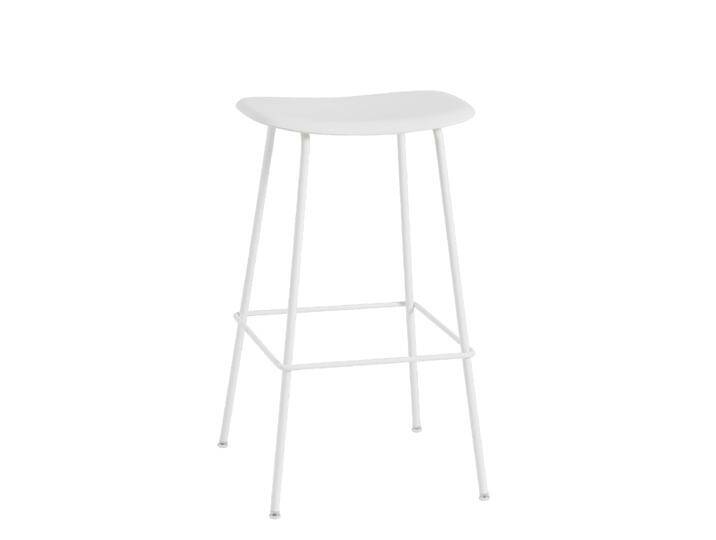 Muuto Fiber Barhocker ohne Rückenlehne, tube base, höhe 75 cm, natural white / weiß von Muuto