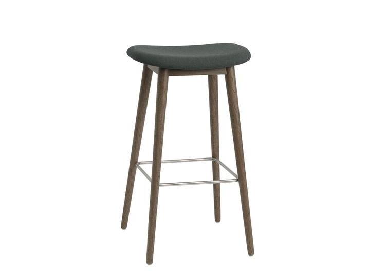 Muuto Fiber Barhocker ohne Rückenlehne, wood base, höhe 75 cm, twill weave 990 / dunkelbraun gebeizt von Muuto