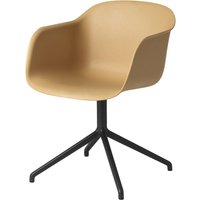 Muuto - Fiber Chair Swivel Base, schwarz / ocker von Muuto