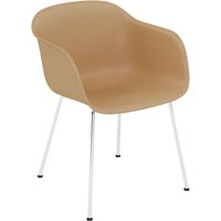 Muuto - Fiber Chair Tube Base, Chrom / ocker recycled von Muuto