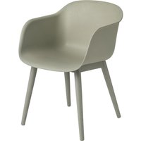 Muuto - Fiber Chair Wood Base, dusty green recycled von Muuto