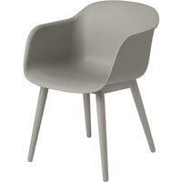 Muuto - Fiber Chair Wood Base, grau recycled von Muuto