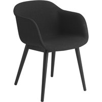 Muuto - Fiber Chair Wood Base, schwarz / Remix 183 von Muuto