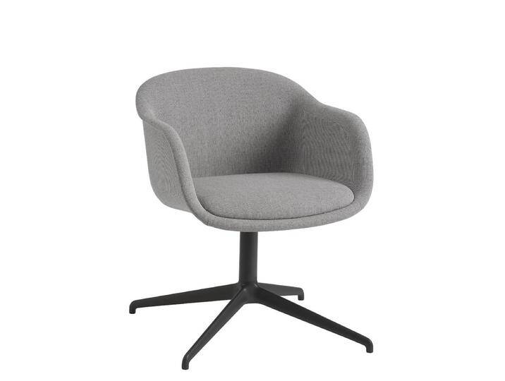 Muuto Fiber Conference Armchair, swivel base with return, re-wool 108 / schwarz von Muuto