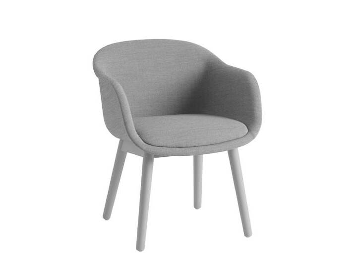 Muuto Fiber Conference Armchair, wood base, remix 133 / grau von Muuto