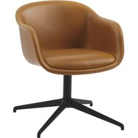 Muuto - Fiber Conference Armlehnstuhl, schwarz / Refine Leder cognac von Muuto