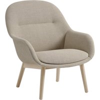 Muuto - Fiber Lounge Armchair Wood Base, Eiche natur / beige (Kvadrat Ecriture 240) von Muuto