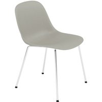 Muuto - Fiber Side Chair Tube Base, Chrom / grau recycled von Muuto