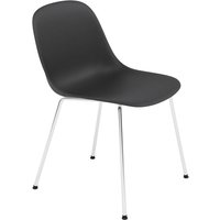 Muuto - Fiber Side Chair Tube Base, Chrom / schwarz recycled von Muuto