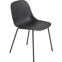 Muuto - Fiber Side Chair Tube Base, schwarz recycled von Muuto