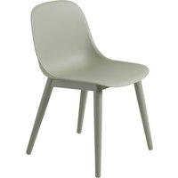 Muuto - Fiber Side Chair Wood Base, dusty green recycled von Muuto