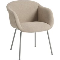 Muuto - Fiber Soft Armlehnstuhl, grau / beige (Stoff Kvadrat Ecriture 240) von Muuto