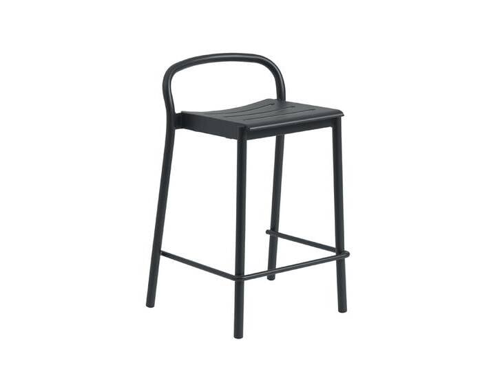 Muuto Linear Steel Barhocker, höhe 65 cm, anthrazit black von Muuto