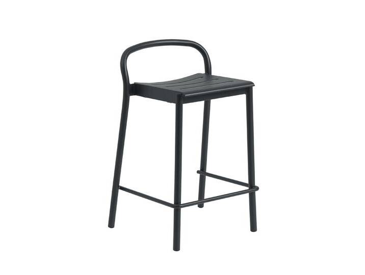 Muuto Linear Steel Barhocker, höhe 65 cm, anthrazit black von Muuto
